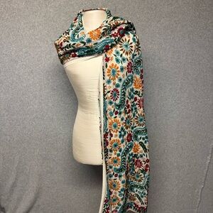 Pashmina-style Scarf Wool Blend Embroidered Sequins & Sewn Shiny Disks India